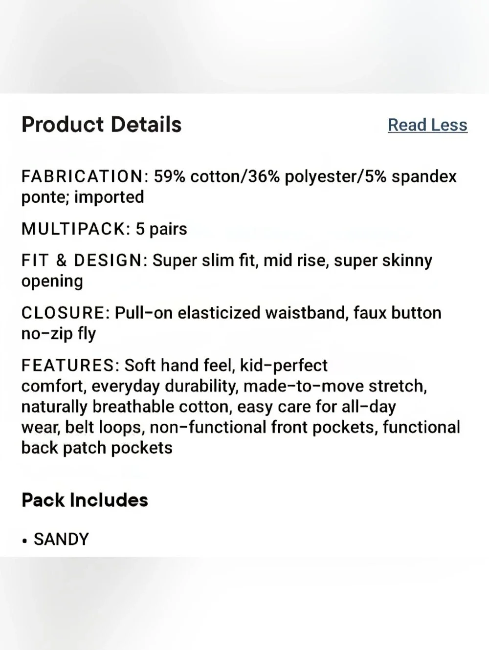 NWT The Children's Place Sandy Pull-On UNIFORM Jeggings Pack